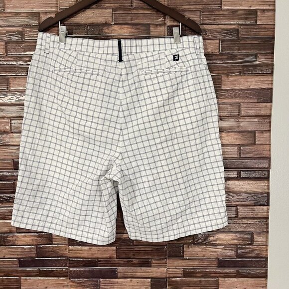 FootJoy Golf Performance Shorts Mens Size W38 White Black Window Stripe - Picture 3 of 6